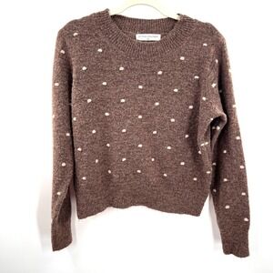 Stitch + Feather polka dot soft‎ close knit sweater brown minimalist cute S M